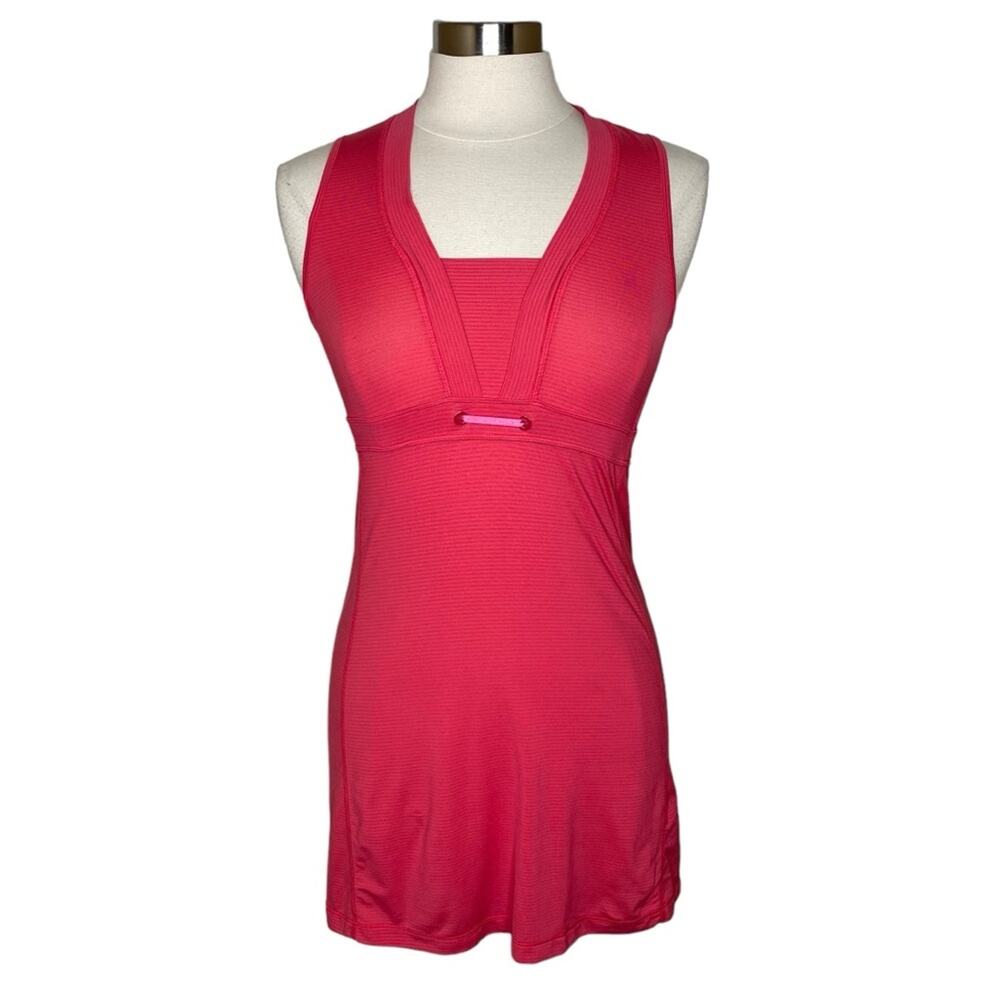 Lululemon Striped Pink Cinch Waist‎ Tank Top Sleeveless Active Tunic Women's 6